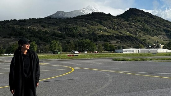 Priyanka Chopra also shared a glimpse of herself posing in front of mountains at what appeared to be an airport. She shared a video and wrote in her caption, "Au revoir (goodbye) Crans-Montana."