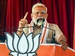 Prime Minister Narendra Modi in Aligarh on Monday. (PTI)