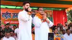 Chirag Paswan campaigns for Arun Bharti, his brother-in-law and his party’s candidate from Jamui Lok Sabha seat. (HT)