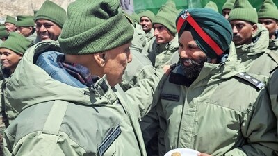 Rajnath Singh's visit to Siachen came over a week after the Indian Army marked the 40th year of its presence in the strategically key region following the 'Operation Meghdoot'. (ANI ) Rajnath Singh's visit to Siachen came over a week after the Indian Army marked the 40th year of its presence in the strategically key region following the 'Operation Meghdoot'. (ANI )