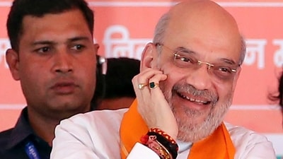 Union Home Minister and BJP leader Amit Shah at an election campaign rally. (PTI) Union Home Minister and BJP leader Amit Shah at an election campaign rally. (PTI)