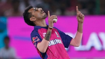 Rajasthan Royals' Yuzvendra Chahal celebrates the dismissal of Mumbai Indians' Mohammad Nabi (AP) Rajasthan Royals' Yuzvendra Chahal celebrates the dismissal of Mumbai Indians' Mohammad Nabi (AP)
