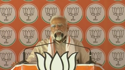 Prime Minister Narendra Modi addresses rally in Aligarh in Uttar Pradesh. (X/BJP)