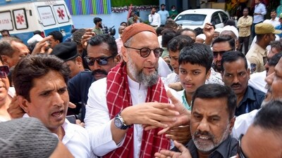 AIMIM chief Asaduddin Owaisi during an election nomination rally for Lok Sabha elections in Hyderabad on April 19. (PTI) AIMIM chief Asaduddin Owaisi during an election nomination rally for Lok Sabha elections in Hyderabad on April 19. (PTI)