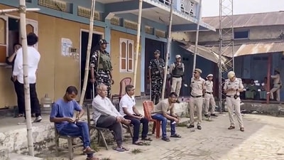 People wait to cast their votes for Lok Sabha elections, during repolling at 11 polling stations in the Inner Manipur Lok Sabha constituency. (PTI) People wait to cast their votes for Lok Sabha elections, during repolling at 11 polling stations in the Inner Manipur Lok Sabha constituency. (PTI)