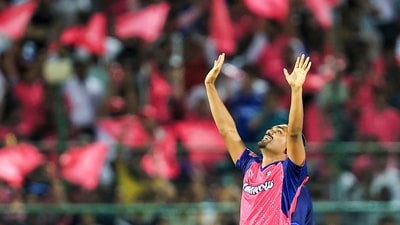 Rajasthan Royals bowler Sandeep Sharma celebrates his 5 wicket-haul (PTI) Rajasthan Royals bowler Sandeep Sharma celebrates his 5 wicket-haul (PTI)