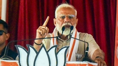 Prime Minister Narendra Modi in Aligarh on Monday. (PTI) Prime Minister Narendra Modi in Aligarh on Monday. (PTI)