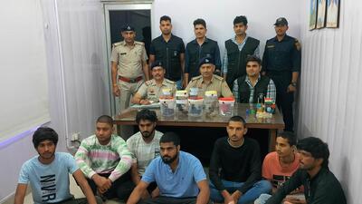 The seven arrested suspects. (HT Photo) The seven arrested suspects. (HT Photo)