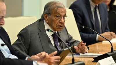 IEG co-chair NK Singh in a meeting with heads of MDBs in Washington