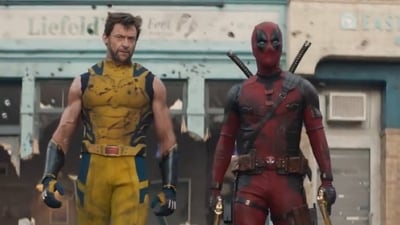 Hugh Jackman and Ryan Reynolds in a still from the Deadpool & Wolverine trailer, Hugh Jackman and Ryan Reynolds in a still from the Deadpool & Wolverine trailer,