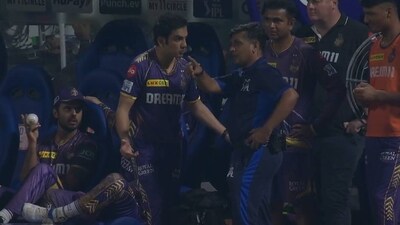 Gautam Gambhir in an animated chat with fourth umpire during RCB vs KKR Gautam Gambhir in an animated chat with fourth umpire during RCB vs KKR