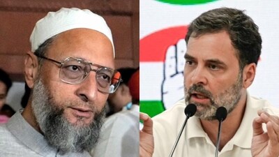 AIMIlM president Asaduddin Owaisi and Congress MP Rahul Gandhi. AIMIlM president Asaduddin Owaisi and Congress MP Rahul Gandhi.