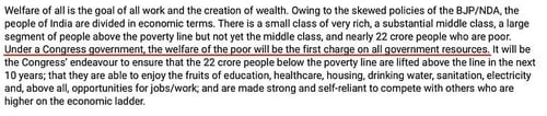 The poor will have "first charge" on all government resources, the manifesto says. (Congress Manifesto/Screenshot) The poor will have "first charge" on all government resources, the manifesto says. (Congress Manifesto/Screenshot)