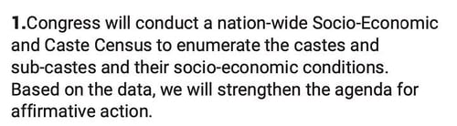 The party will conduct a census to gather data for affirmative action plans. (Congress Manifesto/Screenshot) The party will conduct a census to gather data for affirmative action plans. (Congress Manifesto/Screenshot)