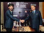 Snapshot of Gukesh D with Anand Mahindra. Snapshot of Gukesh D with Anand Mahindra.