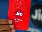 A mobile sim card packet for Jio Platforms Ltd., a unit of Reliance Industries Ltd., in Mumbai, India.