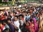 Voters queue up to cast their ballot outside a polling station during the first phase of voting of India's general election, in Dugeli village some 33 Km (21 miles) from Dantewada town in Chhattisgarh state on April 19, 2024. (Photo by Idrees MOHAMMED / AFP) / TO GO WITH 'India-vote-conflict-Maoist', FOCUS by Bhuvan Bagga Voters queue up to cast their ballot outside a polling station during the first phase of voting of India's general election, in Dugeli village some 33 Km (21 miles) from Dantewada town in Chhattisgarh state on April 19, 2024. (Photo by Idrees MOHAMMED / AFP) / TO GO WITH 'India-vote-conflict-Maoist', FOCUS by Bhuvan Bagga