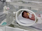 A Palestinian baby girl, saved from the womb of her mother Sabreen Al-Sheikh (Al-Sakani), who was killed in an Israeli strike along with her husband and her daughter