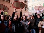 Women hold cardboard cutouts of RU-486 (abortion pill mifepristone) as they demonstrate outside Madama Palace (Senate) against a parliamentary amendment that could make it easier for anti-abortion groups to operate in publicly-run family clinics, in Rome, Italy, April 22, 2024.