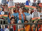 NDA supporters during Prime Minister Narendra Modi's election campaign rally in Nanded on Saturday. (PTI)