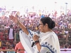 West Bengal chief minister and TMC chief Mamata Banerjee addresses a public meeting for the Lok Sabha elections.