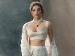 Kajal Aggarwal took to Instagram to share several pictures from a recent photoshoot. The posts show her dressed in a white lehenga and bralette set from the shelves of the clothing label Aikeyah. Celebrity stylists Archa Mehta and Smriti Chauhan styled Kajal in the ensemble. Scroll down to see Kajal's photos in the ensemble.&nbsp;(Instagram)
