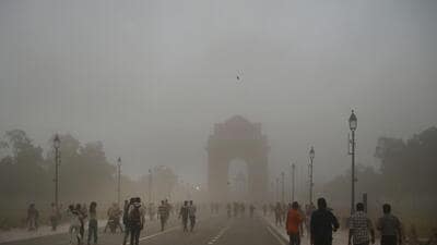 A dust storm hit the city on Tuesday evening, followed by a spell of rain and sunshine, leading to rainbows in the capital skies. (Vipin Kumar/HT Photo)