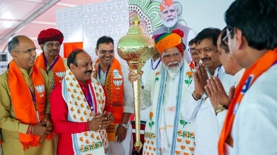 The Lok Sabha polls in Rajasthan are being held in two phases. The first phase of polling for 12 seats took place on April 19, while the remaining 13 seats will be contested in the second phase on April 26. The counting of votes will take place on June 4. (BJP ) The Lok Sabha polls in Rajasthan are being held in two phases. The first phase of polling for 12 seats took place on April 19, while the remaining 13 seats will be contested in the second phase on April 26. The counting of votes will take place on June 4. (BJP )
