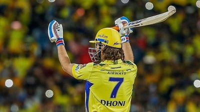 MS Dhoni smashed a boundary on the final ball of the CSK innings (CSK-X) MS Dhoni smashed a boundary on the final ball of the CSK innings (CSK-X)