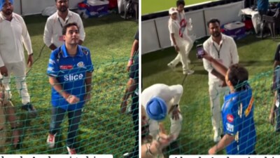Akash Ambani interacted with fans briefly during an IPL match. (Instagram/ambani_update) Akash Ambani interacted with fans briefly during an IPL match. (Instagram/ambani_update)