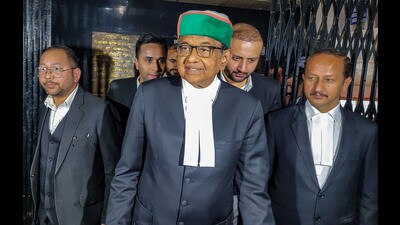 Congress leader P Chidambaram at party office in Shimla onTuesday. (PTI)