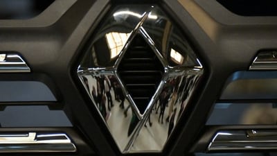 Renault's logo, at the French carmaker in Sandouville, northwestern France. (AFP) Renault's logo, at the French carmaker in Sandouville, northwestern France. (AFP)