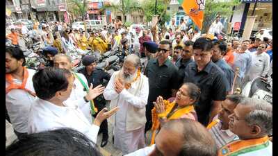 Former home minister Anil Vij in Ambala on Tuesday. (HT Photo)
