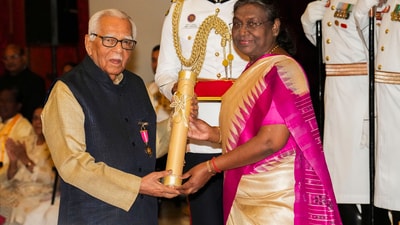 Ram Naik: Ram Naik is a veteran Indian politician who has been awarded the Padma Bhushan for his contributions to public affairs. He has served as the Governor of Uttar Pradesh from 2014 to 2019 and has been a member of the Rajya Sabha for several terms.&nbsp; (PTI)