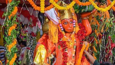 Delhi Police beefed up security and paramilitary forces were deployed in Jahangirpuri on Tuesday to keep vigil during the shobha yatra to be taken out on the occasion of Hanuman Jayanti, officials said. (PTI)