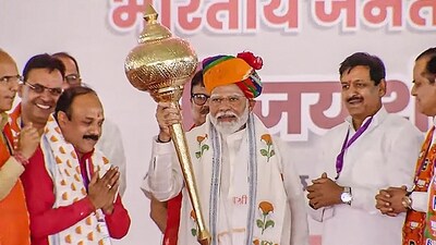 Tonk: Prime Minister Narendra Modi during a public meeting for the Lok Sabha elections. (PTI) Tonk: Prime Minister Narendra Modi during a public meeting for the Lok Sabha elections. (PTI)