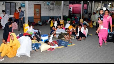 Passengers waiting at the Ludhiana railway station on Thursday. (Manish//HT)