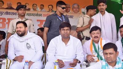 RJD leader Tejashwi Yadav at an election rally in in Bhagalpur in support of Congress candidate Ajit Kumar. (HT photo) RJD leader Tejashwi Yadav at an election rally in in Bhagalpur in support of Congress candidate Ajit Kumar. (HT photo)