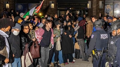 Over 130 people were arrested overnight during pro-Palestinian protests at New York University (Photo by Alex Kent / AFP) (AFP) Over 130 people were arrested overnight during pro-Palestinian protests at New York University (Photo by Alex Kent / AFP) (AFP)