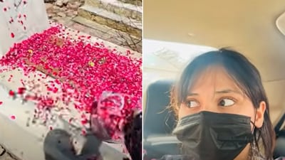 The image, taken from a viral video, shows a Pakistani YouTuber vlogging her visit to her sister's grave. (YouTube/@Noorranaofficial) The image, taken from a viral video, shows a Pakistani YouTuber vlogging her visit to her sister's grave. (YouTube/@Noorranaofficial)