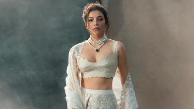 Kajal Aggarwal took to Instagram to share several pictures from a recent photoshoot. The posts show her dressed in a white lehenga and bralette set from the shelves of the clothing label Aikeyah. Celebrity stylists Archa Mehta and Smriti Chauhan styled Kajal in the ensemble. Scroll down to see Kajal's photos in the ensemble. (Instagram) Kajal Aggarwal took to Instagram to share several pictures from a recent photoshoot. The posts show her dressed in a white lehenga and bralette set from the shelves of the clothing label Aikeyah. Celebrity stylists Archa Mehta and Smriti Chauhan styled Kajal in the ensemble. Scroll down to see Kajal's photos in the ensemble. (Instagram)