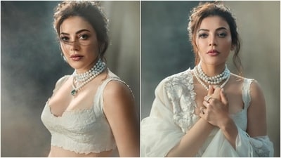 The white lehenga she wore in the pictures is a perfect bridesmaid ensemble for your best friend's summer wedding festivities. While you can brighten up the look with striking emerald jewellery pieces, rose-red lips, and eye-catching makeup, Kajal kept things simple. Check out how Kajal styled it. (Instagram) The white lehenga she wore in the pictures is a perfect bridesmaid ensemble for your best friend's summer wedding festivities. While you can brighten up the look with striking emerald jewellery pieces, rose-red lips, and eye-catching makeup, Kajal kept things simple. Check out how Kajal styled it. (Instagram)