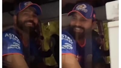 Rohit Sharma's reaction from the team bus