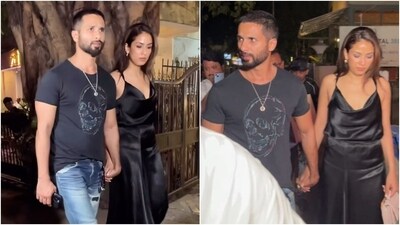 Mira Rajput, in black slip dress, enjoys a date night with Shahid Kapoor. Mira Rajput, in black slip dress, enjoys a date night with Shahid Kapoor.