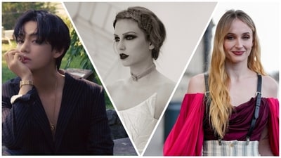 V and Sophie Turner have been listening to songs from Taylor Swift's new album The Tortured Poets Department. V and Sophie Turner have been listening to songs from Taylor Swift's new album The Tortured Poets Department.