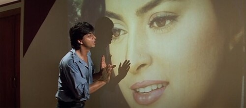 Shah Rukh as Juhi Chawla's obsessive lover in Darr Shah Rukh as Juhi Chawla's obsessive lover in Darr