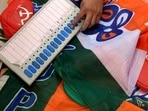 A shopkeeper displays a model of an Electronic Voting Machine in Kolkata. (AFP Photo) A shopkeeper displays a model of an Electronic Voting Machine in Kolkata. (AFP Photo)