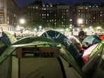 Students prepare to camp overnight as they continue to protest on Columbia University campus in support of Palestinians, during the ongoing conflict between Israel and the Palestinian Islamist group Hamas, in New York City, U.S., April 23, 2024, REUTERS/Caitlin Ochs