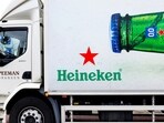The logo of Heineken beer is seen on a delivery truck in Nijmegen, Netherlands.
