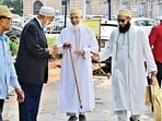 Members of the Dawoodi Bohra community stepping out of the Bombay High Court building after the court pronounced it's verdict on a contentious succession suit on Tuesday. (Anshuman Poyrekar/ Hindustan Times)